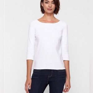Eileen Fisher Cotton Ballet-Neck Top 3/4 sleeve